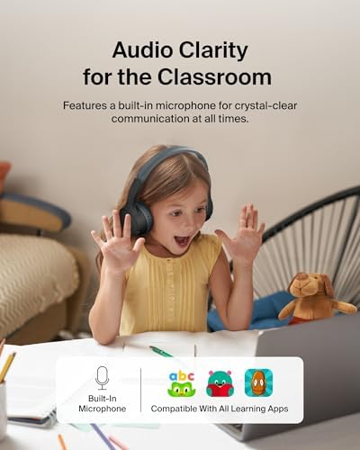 Belkin Sound Form Mini Kids Wireless Bluetooth Headphones – Safe 85 d B Volume Control, 30-Hour Playtime, Built-In Microphone – Lightweight On-Ear Style for i Phone, i Pad, Fire Tablet & More – Ideal for Learning, Entertainment & Safe Listening