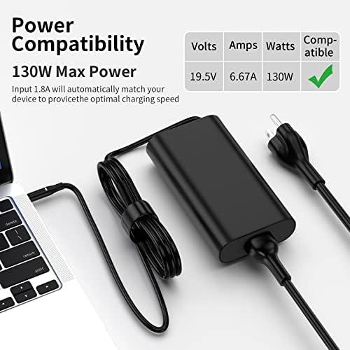 High-Power 130 W Dell Laptop Charger – Enhanced 4.5 mm Compatibility for XPS 15, Precision M3800 & More – 10 Ft AC Cable for Fast Charging – Reliable Laptop Power Supply for Optimal Performance – Ideal for Gamers & Professionals – Ryaobwu Quality Assurance