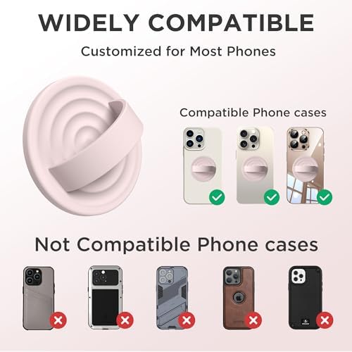 Upgraded Magnetic Phone Grip for i Phone: Premium Silicone Loop Holder with Mag Safe Compatibility – Ergonomic 360-Degree Stand, Non-Slip Design in Sleek Black for Enhanced Comfort and Secure Handling on i Phone 16/15/14/13/12 Pro Max/Plus