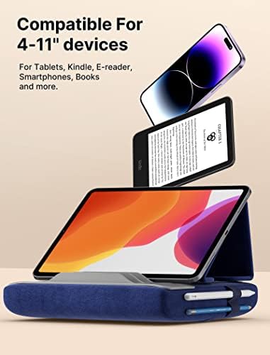 JSAUX Multi-Angle Tablet Pillow Stand – Ergonomic Holder for i Pad, Kindle & Smartphones, 4-11″ Devices in Navy Blue – Ultimate Comfort for Hands-Free Viewing on Bed, Lap or Desk, Ideal for Movies, Reading & Video Calls