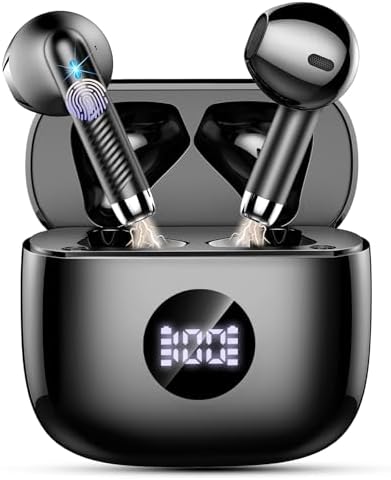 Unleash Premium Sound with Jxrev 2025 Wireless Earbuds – Advanced Bluetooth 5.4 Tech for Effortless Connectivity, Hi-Fi Stereo Audio for Unmatched Clarity, IP7 Waterproof Design for Ultimate Protection, 40-Hour Playtime for All-Day Listening, Enhanced 4-Mic Noise Cancellation for Crystal-Clear Calls, LED Battery Life Indicator for Convenience, Perfect for Active Lifestyles and Daily Use