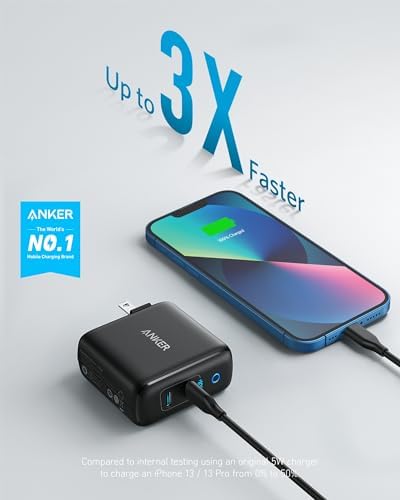 Anker Power Port III Duo 40 W USB-C Fast Charger – Dual-Port, Foldable Travel Charger with Power IQ 3.0 for i Phone 15 Series, Galaxy, Pixel, i Pad & More – Optimal Charging Speed & Enhanced Device Compatibility
