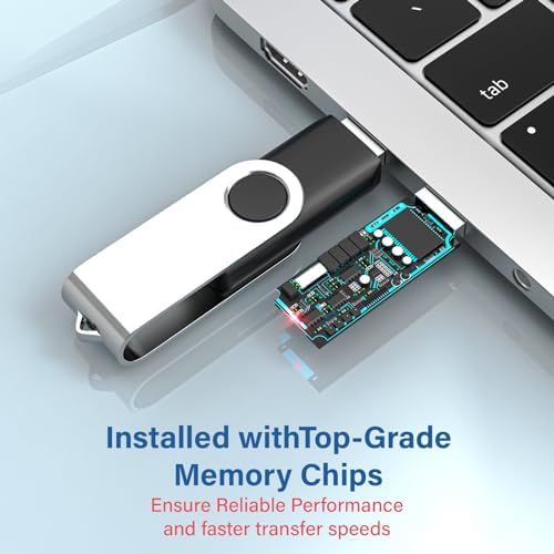 Reliable Wooolken 32 GB USB Flash Drives 10-Pack – Portable Memory Sticks with Keychains for Effortless File Transfers on PC & Laptop – Fast USB 2.0 Storage Solution in Sleek Black Design