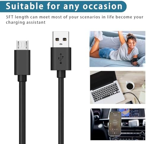 High-Speed Micro USB Charger for Barnes & Noble Nook Glow Light 3/Plus – 10 W Fast Charging Cable with 5 FT Length for Uninterrupted Reading – Durable Design for Daily Use and Enhanced Compatibility