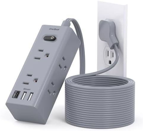 5 Ft Versatile Power Strip with 6 AC Outlets & 3 USB Ports, including USB-C – Compact Flat Plug Extension Cord for Efficient Charging in Dorm Rooms, Travel, and Home Offices – Surge Protector for Enhanced Device Safety and Connectivity