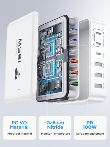 Powerful 240 W USB-C Charging Hub – Ultra-Compact 7-Port Ga N Charger for Fast Multi-Device Charging – Perfect for Mac Book Pro, i Phone, and Samsung Laptops – Efficient, Safe Power Solution for Home, Office, and Travel Adventures
