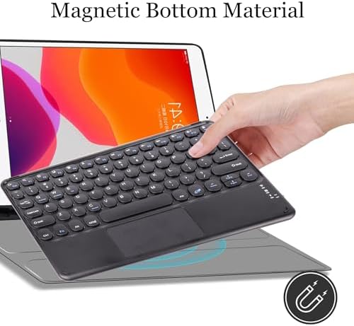 Ultra-Slim Pink Bluetooth Keyboard with Touchpad – Multi-Device Compatible Rechargeable Wireless Keyboard for i Pad, i Phone, Android, PC & Mac – Effortless Typing & Intuitive Navigation for On-the-Go Professionals and Students