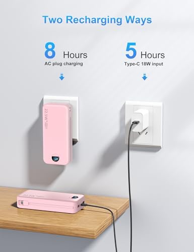 Ultimate 20,000 m Ah Portable Charger with Wall Plug – Fast Charging USB-C Power Bank with Built-in Cables, Digital Display, and Versatile 5 Output Ports for i Phone, Android, and Tablets – Stay Charged Anywhere with Enhanced Compatibility and Speed