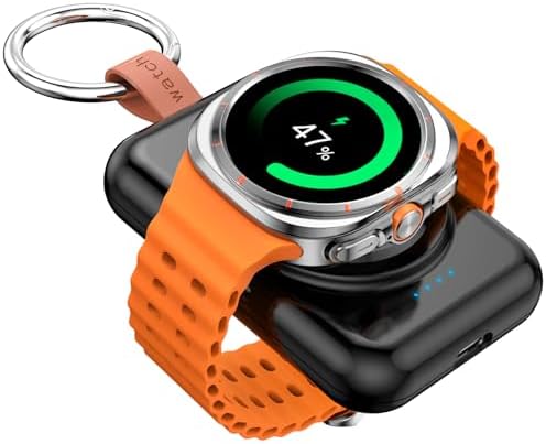 Portable 1800 m Ah Magnetic Wireless Charger for Samsung Galaxy Watch – Compact Keychain Power Bank for Effortless Fast Charging on the Go, Optimized for Galaxy Watch 7/Ultra/6/6 Classic/5/5 Pro/4/3 & Active 2/1 – Essential Charger for Busy Lifestyles and Uninterrupted Connectivity