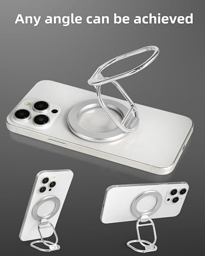 Revolutionary MINDSKY Mag-Safe Phone Grip & Stand for i Phone 12/13/14/15 Series – 360° Dual-Arm Adjustable Kickstand with Superior Magnetic Support – Lightweight, Durable Design for Enhanced Drop Protection – Effortless Hands-Free Use & Easy Wireless Charging Compatibility