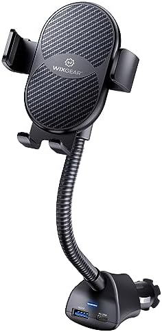 Wix Gear 360° Rotating Car Mount Phone Holder with Dual USB Charging – Adjustable Gooseneck Cigarette Lighter Cradle for Universal Smartphone Compatibility – Ultimate Driving Convenience and Hands-Free Safety