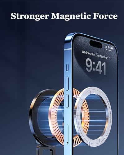 Mag Safe-Compatible Vacuum Suction Magnetic Phone Holder for Enhanced Stability in Cars, Gyms, and Showers – Adjustable, Foldable Design for Optimal Viewing of i Phone 16/15/14/13/12 – Versatile, Secure Mounting for Effortless Navigation and Hands-Free Convenience