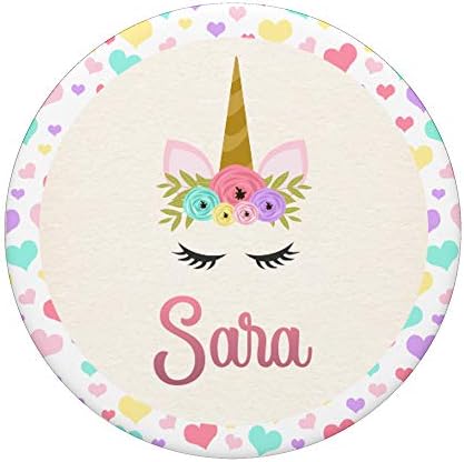 Sara Unicorn Girls PopSockets PopGrip: Swappable Grip for Phones & Tablets – Enhanced Compatibility and Speed