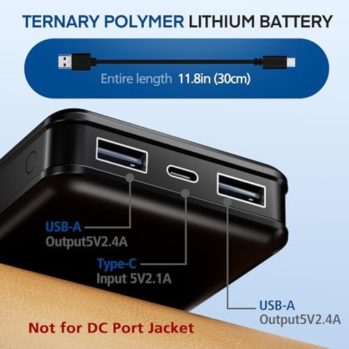 Ultimate 10,000 m Ah Dual USB Power Bank for Heated Clothing – Fast Charging Portable Battery Pack for Jackets, Vests, and More – Stay Warm and Connected Anywhere!