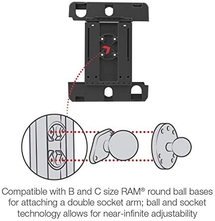 Rugged RAM Mounts RAM-HOL-TAB20 U Tab-Tite Adjustable Tablet Holder for 9″-10.5″ Devices – Heavy-Duty Compatibility with RAM B 1″ and C 1.5″ Ball Bases for Ultimate Stability and Accessibility in Any Environment