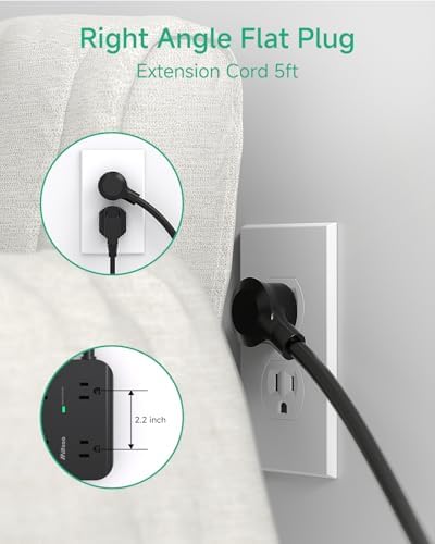 MIFASOPOWER Surge Protector Power Strip – 8 Wide Outlet Charging Station with 4 USB Ports (Including USB-C) and 5 FT Heavy-Duty Extension Cord – Space-Saving Flat Plug Design for Home, Dorm, or Office – Overload Protection & Wall-Mountable Convenience