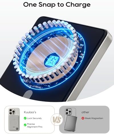 Ultra-Slim Mag Safe Battery Pack 10000 m Ah – 20 W Fast Charging Portable Power Bank with LED Display for i Phone 15/14/13/12 Series – Magnetic Design for Effortless Connectivity and On-the-Go Convenience in Space Gray