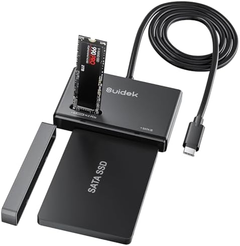 Elevate Your Data Storage with the 10 Gbps M.2 NVMe SSD Adapter – Type-C External Enclosure for M Key & B Key Compatibility, Supports 2.5″/3.5″ SATA Drives with 12 V Power Supply – Ultimate Portable Solution for High-Speed Transfers and Seamless Connectivity