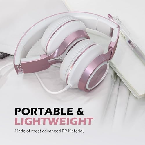 Premium AILIHEN C8 Kids Wired Headphones – Foldable On-Ear Design with Adjustable Volume Control and Built-In Microphone for Safe Listening – Perfect for School, Travel, and Home Use (Black/Blue) – Exceptional Sound Quality for Young Audiophiles and Learning Environments