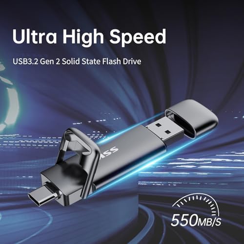 Unlock Superior Data Transfer with the SSK 128 GB Dual USB C Flash Drive – The Ultimate 2-in-1 Type C and USB A 3.2 Gen2 Storage Solution for i Phone 15, Thunderbolt 3, Android Devices, and More – Lightning-Fast Speeds Up to 550 MB/s for Effortless File Sharing and Backup – Compact, Durable, and Compatible Across All Devices!