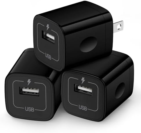 Compact Travel Wall Charger Cube – 3 Pack Single Port USB Power Adapter for Fast Charging – Compatible with Samsung Galaxy S24/S23, Note 20/10, Moto G7/G6, LG Stylo 6/5/4 – Efficient and Reliable Power Solution for On-the-Go Charging