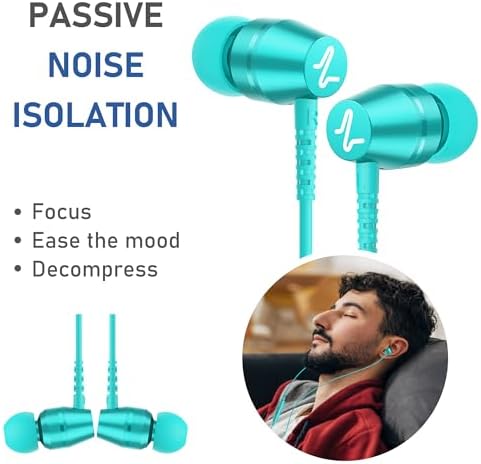 LUDOS OMNITONE USB-C Earbuds – Rich Sound Quality & Comfortable Fit for i Phone 16 & Samsung Galaxy S24 – Noise-Canceling Technology, Ergonomic Design, 5-Year Warranty – Turquoise – Perfect for Music, Gaming, and Calls with Quick USB-C Connectivity and Wide Device Compatibility