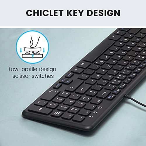 Elevate Your Typing Experience with the Perixx PERIBOARD-213 U Wired Silent USB Scissor Keyboard – Compact Design with Number Pad for Effortless Productivity, Ideal for Home and Office Use, Enhanced Compatibility, and Sleek Aesthetic – Perfect for Quiet Workspaces and Data Entry – Black US English Layout