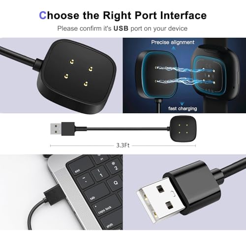 Rapid Charge Duo for Fitbit Sense & Versa Series | 3.3 ft USB Cables for Quick Power Boost | Essential Smartwatch Accessory for Active Lifestyles | Enhanced Compatibility with Sense 2, Versa 3, and Versa 4 | Travel-Friendly Design for On-the-Go Charging | Durable Construction for Long-Term Use | Minimize Downtime and Maximize Fitness Tracking Efficiency