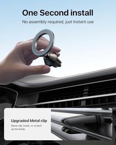 Revolutionize Your Drive with the Andobil Mag Safe Car Mount – Superior Magnetic Grip, Tool-Free Installation | All-Metal 360° Air Vent Holder for i Phone 16/15 & Samsung Galaxy S25, Effortless Navigation & Enhanced Safety on the Go