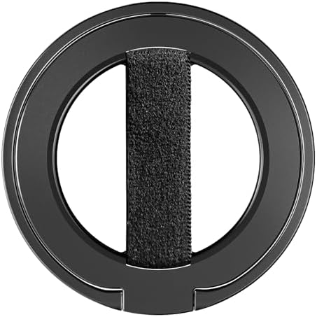 EWA Mag One Ultra Phone Grip Stand – Advanced Elastic Finger Loop & Magnetic Kickstand Holder for i Phone 16, 15, 14, 13 Pro/Max/Plus – Optimal Hands-Free Viewing & Superior Grip Stability – Sleek Black Design for Everyday Convenience
