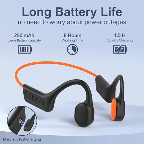 Revolutionize Your Workout with Waterproof Bone Conduction Headphones – Bluetooth 5.3 Open-Ear Sports Earbuds for Active Lifestyles – 10-Hour Battery Life and Built-in Microphone for Seamless Communication – Lightweight Ergonomic Design Perfect for Running, Cycling, and Gym Activities – Stay Alert and Enjoy Premium Sound Quality While Staying Connected