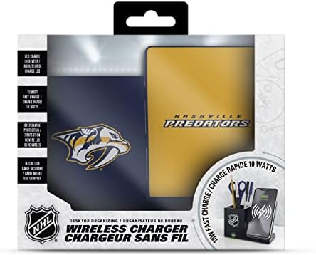 SOAR NHL Wireless Charging Station and Desk Organizer – Premium Qi Fast Charger with Team Logo for Sports Fans, Sleek Accessory Holder for a Tidy Workspace, Perfect for Phones and Essentials