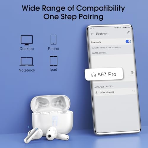 Next-Generation Bluetooth 5.4 Wireless Earbuds – 40-Hour Battery Life & IP7 Waterproof Design for Ultimate Resilience – Deep Bass & Crystal-Clear Communication with Advanced 4 ENC Microphones – Ideal for Active Lifestyles on i OS & Android – Transform Your Audio Experience Now!
