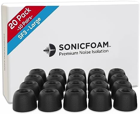 Premium Memory Foam Earbud Tips for Ultimate Noise Isolation – 20 Pack of Comfortable Replacement Foam Tips for In-Ear Headphones (SF3 Small, Black) – Elevate Your Sound Experience with Enhanced Compatibility and Comfort