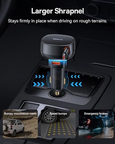 Baseus 33 W Retractable Dual USB-C Car Charger – Fast Charge Your Samsung Galaxy & Tablets on the Go, Sleek Black Design, Compact & Portable, Enhanced Safety Features for Effortless Travel Power Solutions