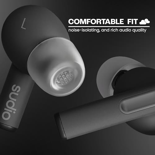 Sudio A1 Pro Wireless Earbuds – Premium Bluetooth 5.3 Noise Cancelling Earphones, Waterproof Design with Touch Control, Stylish Purple Finish, Ideal for Music Lovers and Active Lifestyles, Enhanced Comfort and Sound Quality with Compact Charging Case