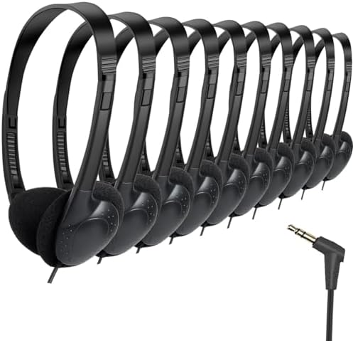 Classroom-Ready Wired Headphones – 25 Pack Durable On-Ear Audio Solution for Students, Comfortable Fit for Enhanced Learning, Ideal for Group Activities and Educational Use