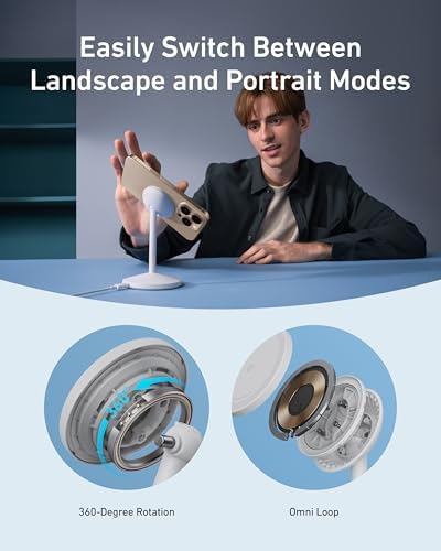 Anker Mag Go i Phone 16 Mag Safe Charger Stand – 15 W Fast Magnetic Wireless Charging Station with Qi2 Certification, 360° Device Compatibility & Sleek Design for i Phone 16/15/14/13/12 Series & Air Pods (Includes 25 W Adapter) – Elevate Your Charging Experience Today!