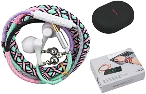 URIZONS Kids Wired Earbuds with 3.5 mm Jack – Noise Isolating In-Ear Headphones for Immersive Sound, Heavy Bass, and Built-in Microphone – Tangle-Free Cord & Stylish Fabric Braided Wristband – Ideal for i Phone, i Pad, Mac – Safe Listening Experience for Young Users