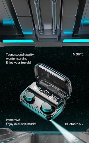 Revolutionary True Wireless Earbuds with Bluetooth 5.3 – IP7 Waterproof Sport Headset with Touch Control & Built-in Mic for Ultimate Audio Freedom – LED Power Display for On-the-Go Convenience – Model 10