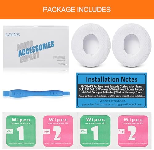 Upgrade Your Beats Solo 2 & 3 Experience with GVOEARS Premium Thicker Memory Foam Ear Pads – Exceptional Comfort & Noise Isolation, Durable 3 M Adhesive for Secure Fit, Stylish Grey Cushions for Enhanced Audio Performance and Long-Lasting Use – Perfect Headphone Accessories for Wireless & Wired Models