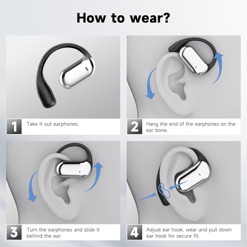 Revolutionary Bluetooth 5.4 Open Ear Wireless Earbuds with 50-Hour Battery Life – Secure Earhook Design for Ultimate Comfort in Running, Fitness, and Yoga – Stay Aware and Active with Lightweight Air Conduction Technology and Intelligent LED Charging Case for Dynamic Lifestyles