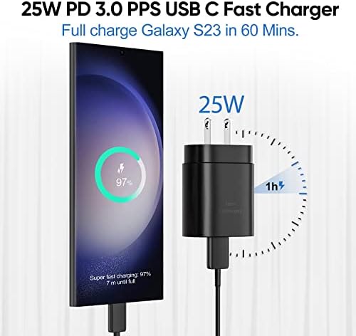 Ultra-Fast 25 W Type-C Charger for Galaxy S-Series – 10 ft USB-C Cable for S25, S24, S23, S22 – Rapid Power Delivery with Superior Safety Features for Mobile Professionals and On-the-Go Users