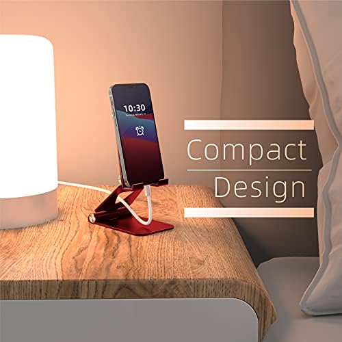 TOPGO Adjustable Cell Phone Stand, [Fully Foldable & Wide Compatibility] Desktop Stand Holder with Charging Port for iPhone, iPad, Kindle, Tablets, Switch – Silver – Enhanced Compatibility and Speed