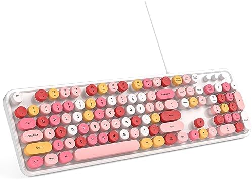 Illuminate Your Workspace with the Large Print Backlit Keyboard – Ergonomic USB Wired Multimedia Keyboard with Rainbow LED Lighting for Enhanced Comfort and Visibility on Windows PCs & Laptops