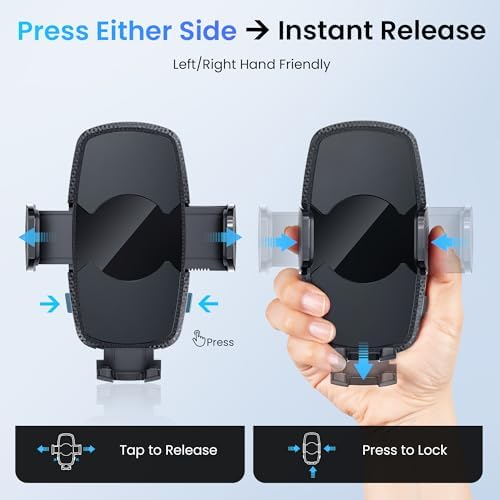 Universal Car Phone Holder with Super Suction Technology – Versatile Mount for Dashboard, Windshield, and Air Vent – Compatible with i Phone 16/15/14/13/12 Pro Max, Samsung & Android Smartphones – Hands-Free Convenience for Safe Navigation and Calls