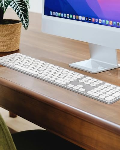 SODI Wireless Aluminum Keyboard for Mac – Full-Size Backlit Bluetooth Keyboard with Numeric Keypad, Rechargeable & Ergonomic Design for Seamless Compatibility with Mac Book, i Mac & i Pad – Elevate Your Typing Experience in Sleek Silver