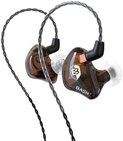 BASN MC100 Dual Dynamic Driver In-Ear Monitors with Detachable MMCX Cable – Professional Musicians’ Earbuds in Red/Blue for Unmatched Sound Quality and Noise Isolation, Featuring Built-In Mic for Hands-Free Functionality and Ergonomic Comfort