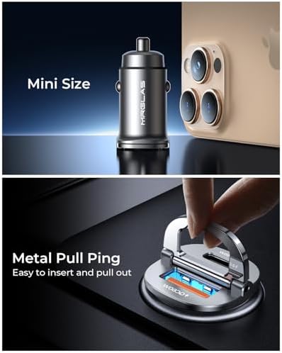 MRGLAS 125 W USB-C Car Charger – Sleek Dual Port Fast Charging Adapter with PD65 W & QC60 W for i Phone 16, 15 Pro Max, Samsung S25 & Mac Book – Compact Metal Design for Optimal Performance on the Go