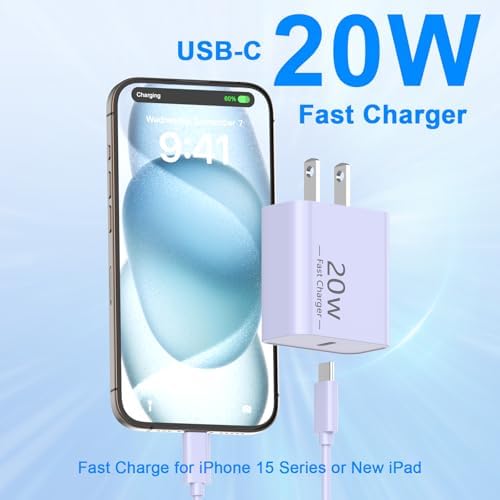 Power Up Your i Phone 16/15: 10 FT Fast Charging Cable Duo with 20 W USB-C Wall Chargers – Ultimate Connectivity for Your i Phone 16 Plus, Pro, Max, and 15 Series – Extended Reach and Rapid Charge Efficiency for On-the-Go Power Solutions